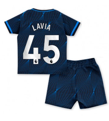 Maillot de foot Chelsea Romeo Lavia #45 Extérieur enfant 2023-24 Manches Courte (+ pantalon court)